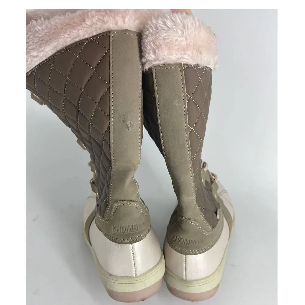 Khombu Pink Brown Tall Zip Winter Boot Girls 5